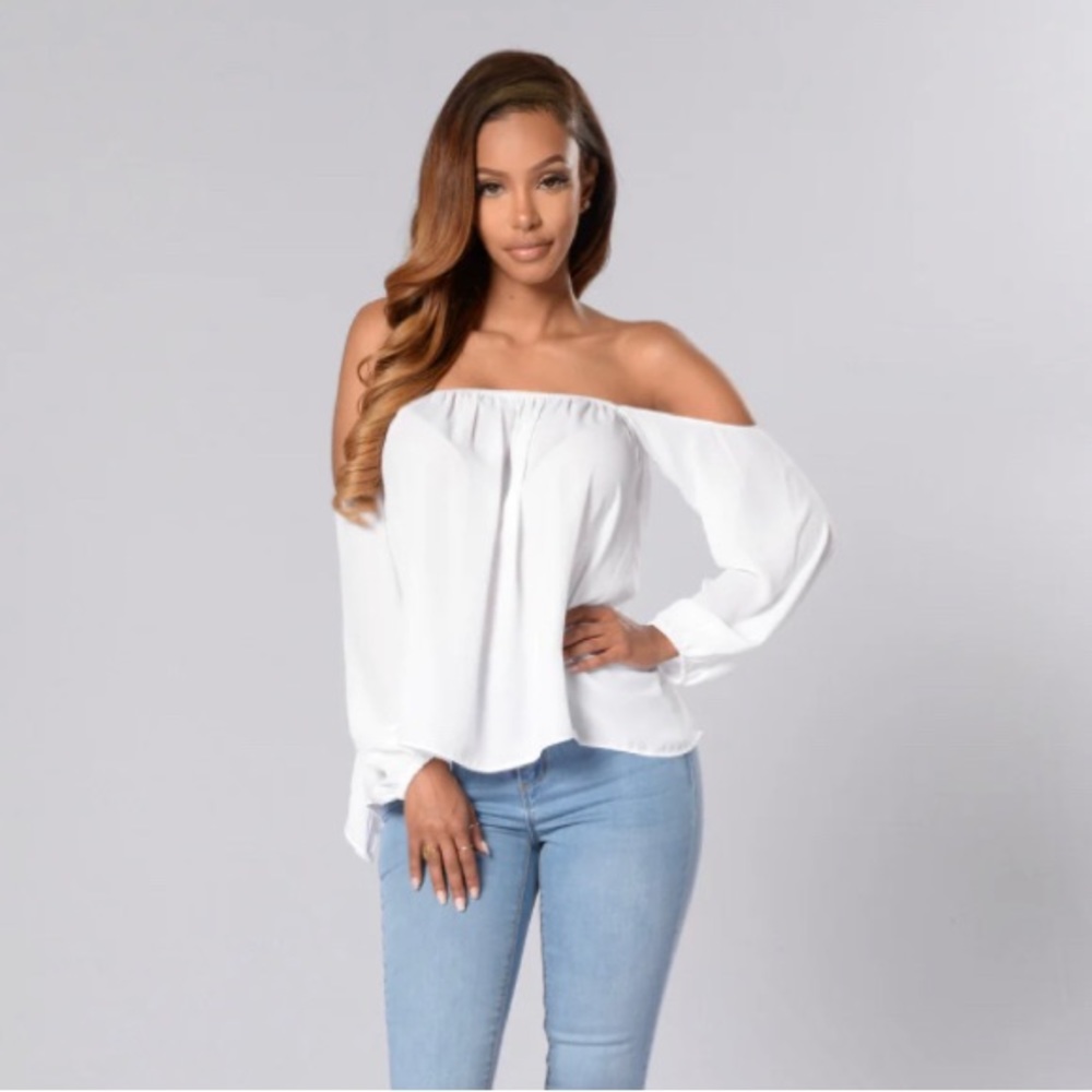 FashionNova White Off Shoulder Top